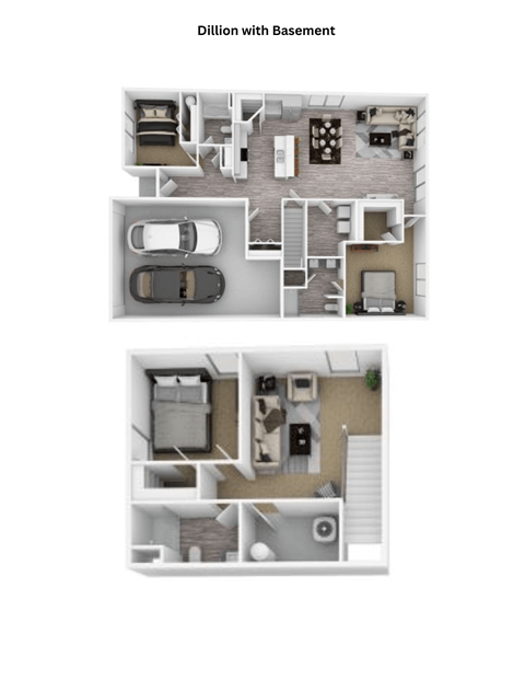 a stylized floor plan of a 2100 sq ft apartment